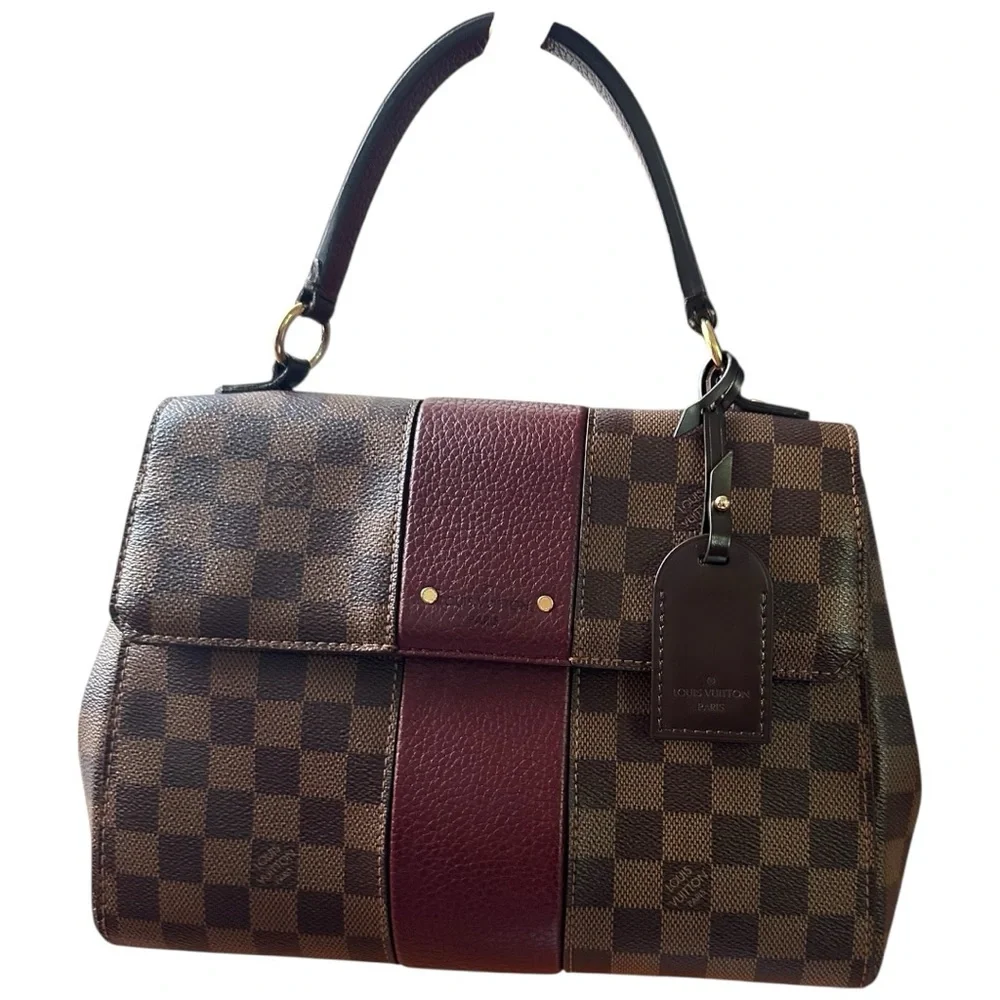 Damier Ebene Bond Street Burgundy Stripe Satchel Handbag Crossbody Strap